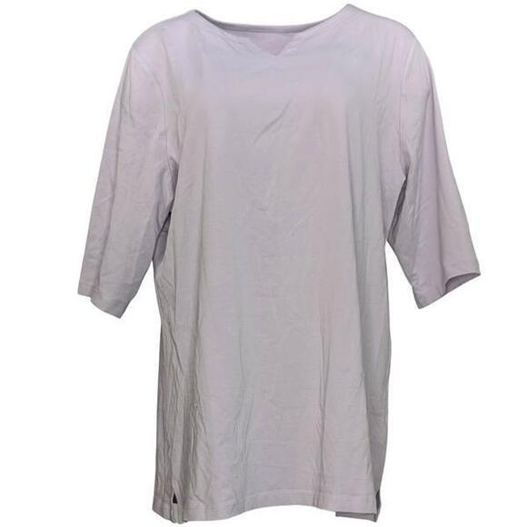 Denim & Co. Tops - Denim & Co. Essentials Notched Neck Ballet Sleeve Tunic Dusty Lavender - Regular
